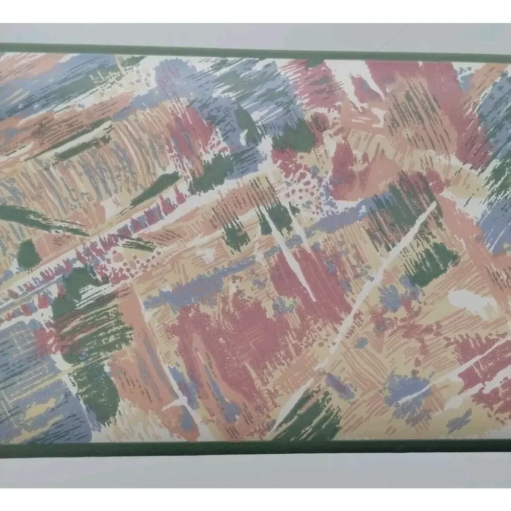 Pre-pasted Decorative Wall Border 5 yds - Pink Blue Green Yellow Splashes Paint